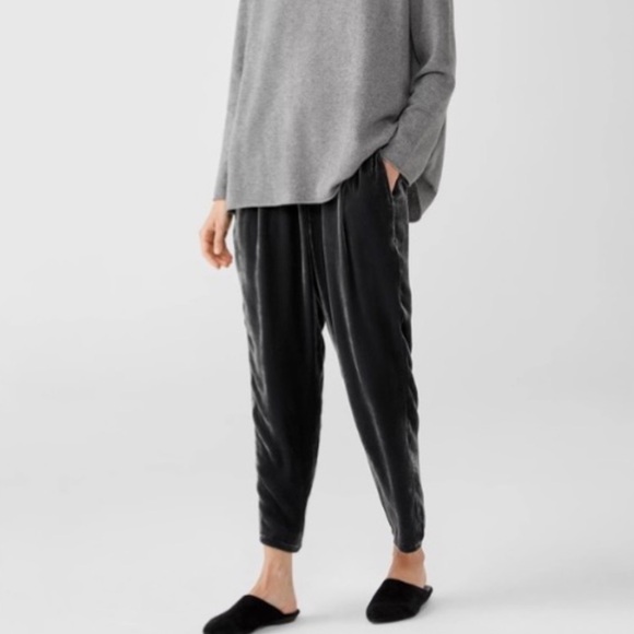 Eileen Fisher Velvet Silk Blend Tapered Ankle Pant Size Medium - Picture 1 of 7